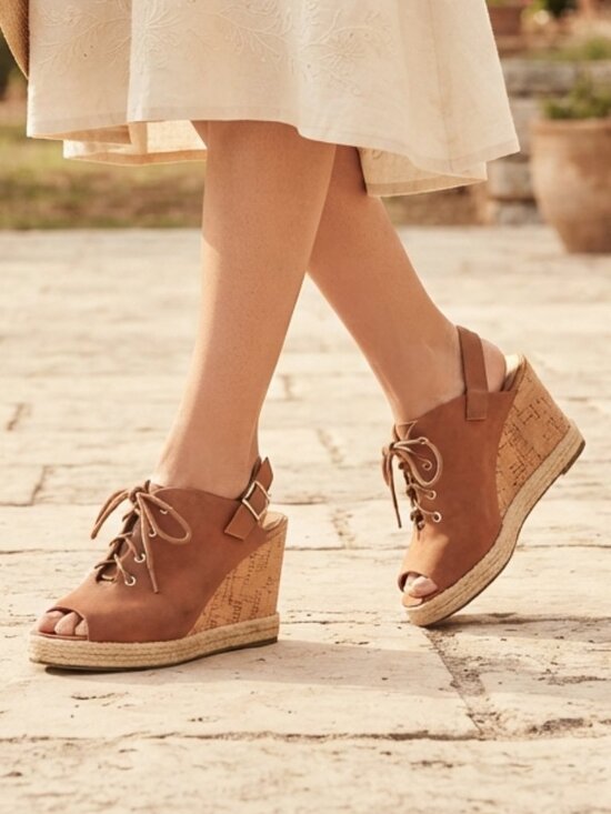 Bebece Shoes - Bebece Suede Peep toe Cork Wedges 10 EUC